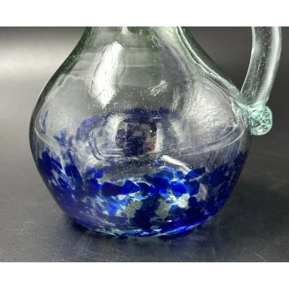 Lafiore Handblown Artistic Mallorca Green and Blue Glass Oil Bottle - Picture 7 of 9